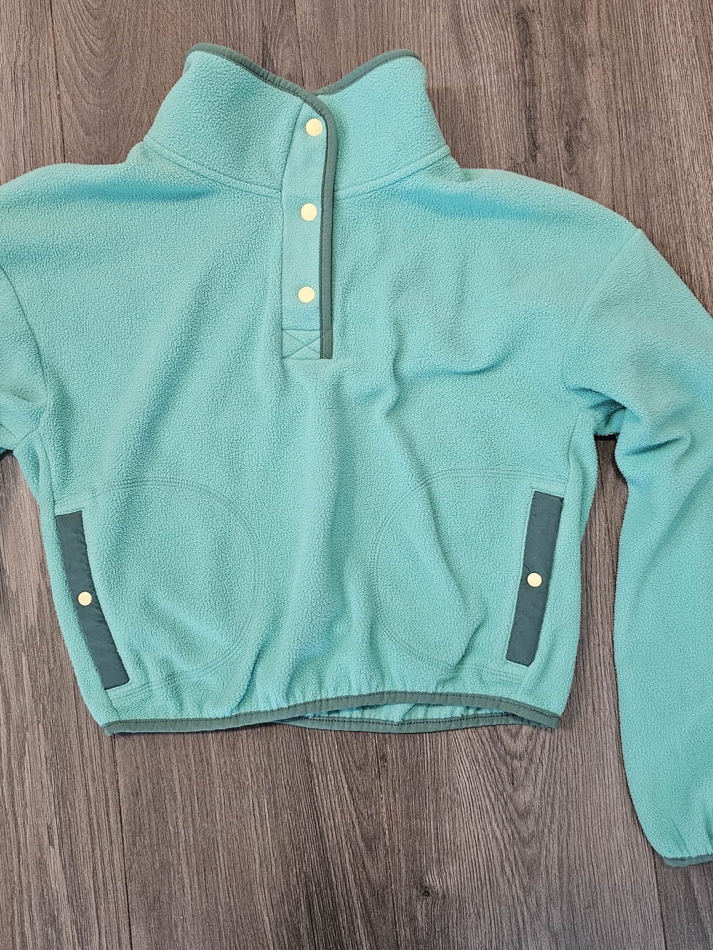 Old NAVY -Kids Mint Green Quarter Snap-Front Cropped  Fleece Pullover Jacket